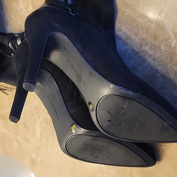 BCBGeneration Black Suede Corseted OTK Boots, Sz 8 - Picture 12 of 16